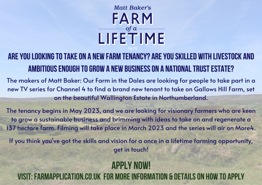 TV company seeks potential tenants for Matt Baker’s ‘Farm of a Lifetime’